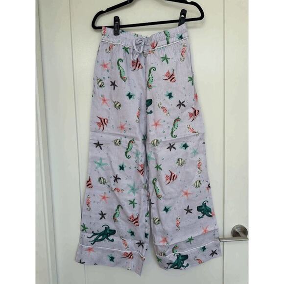 NWT Hill House Sea Creatures Linen Purple Wide Leg The Skylar Pants Size S - Picture 3 of 7